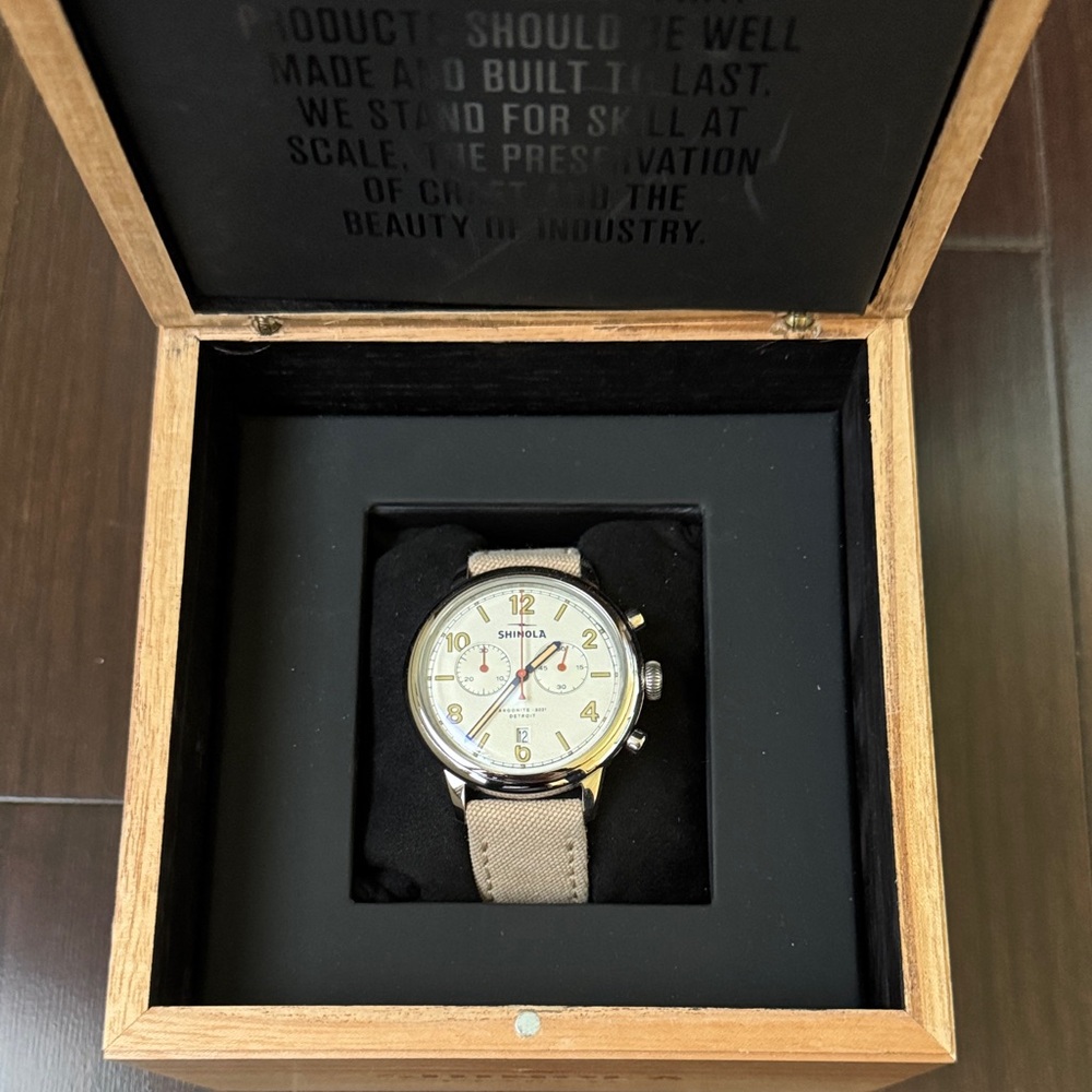 Men’s Shinola chronograph. Worn a few times, in great condition. 42mm